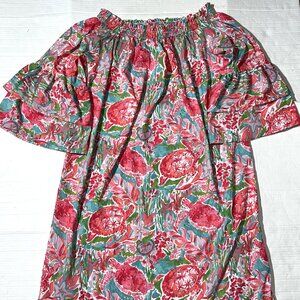 NEW Charlie Paige Coastal Turtle Beach Travel Vacation Bell Sleeve Dress L/XL